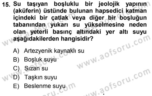 Bitki Su İlişkileri Dersi 2013 - 2014 Yılı (Final) Dönem Sonu Sınav Soruları 15. Soru