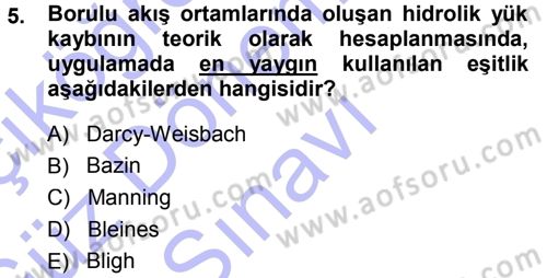 Bitki Su İlişkileri Dersi 2013 - 2014 Yılı (Final) Dönem Sonu Sınav Soruları 5. Soru
