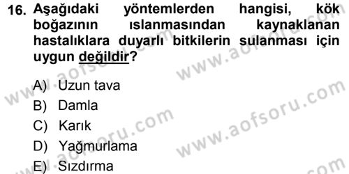 Bitki Su İlişkileri Dersi 2013 - 2014 Yılı Tek Ders Sınav Soruları 16. Soru