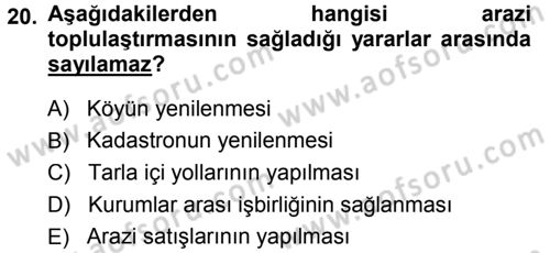 Bitki Su İlişkileri Dersi 2013 - 2014 Yılı Tek Ders Sınav Soruları 20. Soru