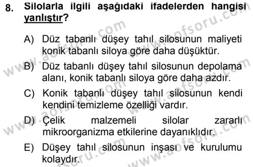 Bitki Su İlişkileri Dersi 2013 - 2014 Yılı Tek Ders Sınav Soruları 8. Soru