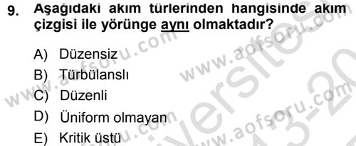 Bitki Su İlişkileri Dersi 2013 - 2014 Yılı Tek Ders Sınav Soruları 9. Soru