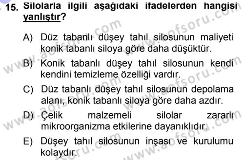 Bitki Su İlişkileri Dersi Ara Sınavı Deneme Sınav Soruları 15. Soru