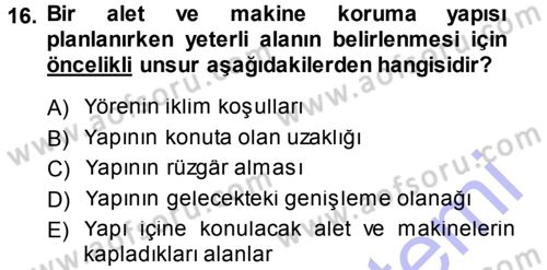 Bitki Su İlişkileri Dersi Ara Sınavı Deneme Sınav Soruları 16. Soru