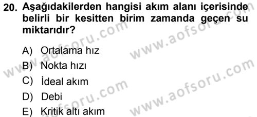 Bitki Su İlişkileri Dersi Ara Sınavı Deneme Sınav Soruları 20. Soru