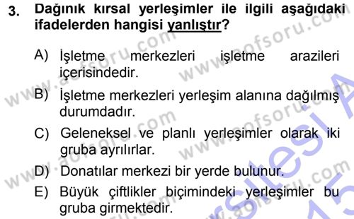 Bitki Su İlişkileri Dersi Ara Sınavı Deneme Sınav Soruları 3. Soru