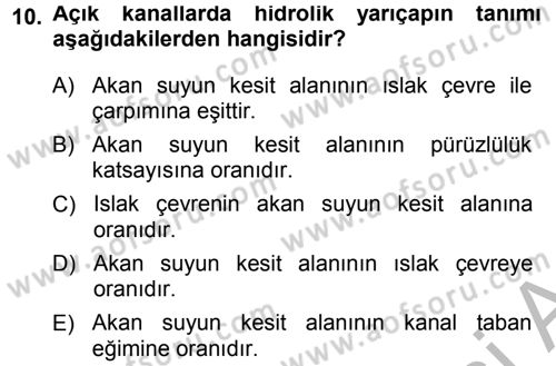 Bitki Su İlişkileri Dersi 2014 - 2015 Yılı (Final) Dönem Sonu Sınav Soruları 10. Soru