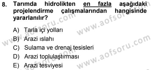 Bitki Su İlişkileri Dersi 2014 - 2015 Yılı (Final) Dönem Sonu Sınav Soruları 8. Soru