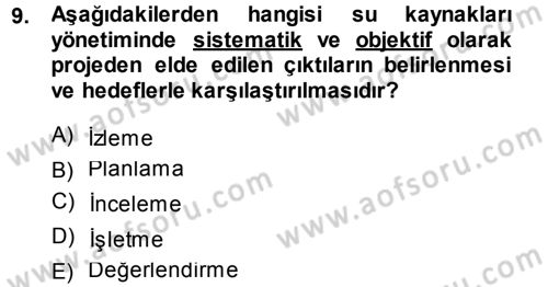 Bitki Su İlişkileri Dersi 2014 - 2015 Yılı (Final) Dönem Sonu Sınav Soruları 9. Soru