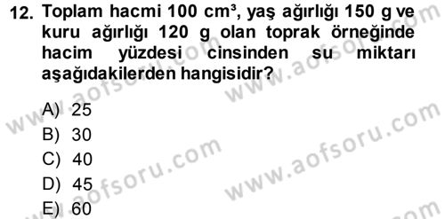 Bitki Su İlişkileri Dersi 2014 - 2015 Yılı Tek Ders Sınav Soruları 12. Soru