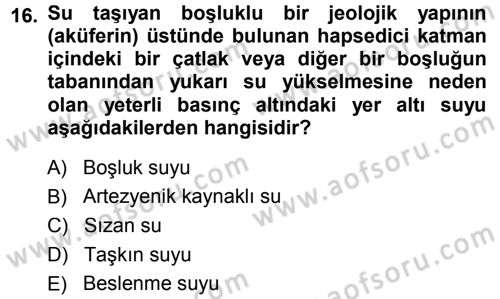 Bitki Su İlişkileri Dersi 2014 - 2015 Yılı Tek Ders Sınav Soruları 16. Soru