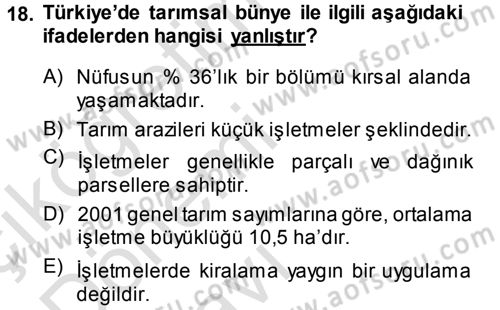 Bitki Su İlişkileri Dersi 2014 - 2015 Yılı Tek Ders Sınav Soruları 18. Soru