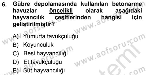 Bitki Su İlişkileri Dersi 2014 - 2015 Yılı Tek Ders Sınav Soruları 6. Soru
