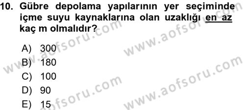Bitki Su İlişkileri Dersi Ara Sınavı Deneme Sınav Soruları 10. Soru