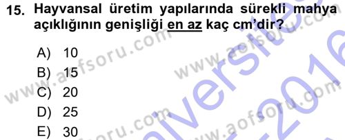 Bitki Su İlişkileri Dersi Ara Sınavı Deneme Sınav Soruları 15. Soru