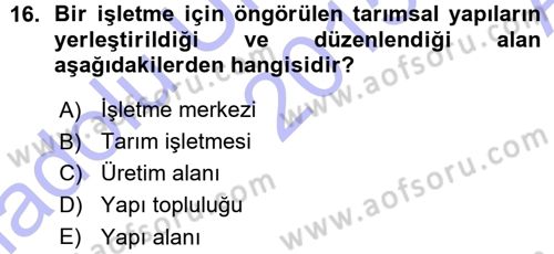 Bitki Su İlişkileri Dersi Ara Sınavı Deneme Sınav Soruları 16. Soru