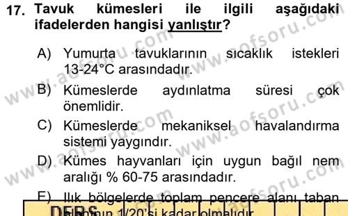 Bitki Su İlişkileri Dersi Ara Sınavı Deneme Sınav Soruları 17. Soru