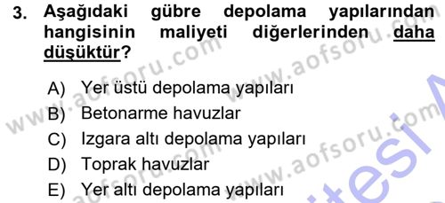 Bitki Su İlişkileri Dersi Ara Sınavı Deneme Sınav Soruları 3. Soru