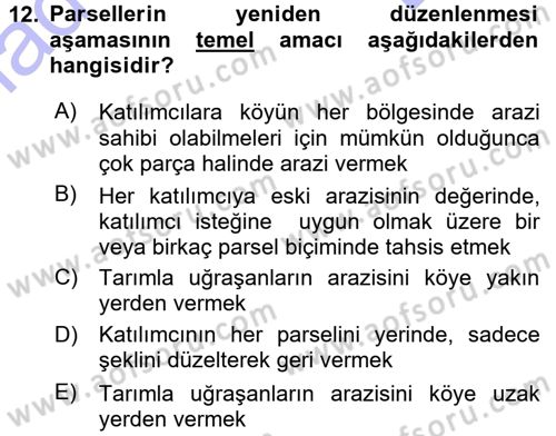Bitki Su İlişkileri Dersi 2015 - 2016 Yılı (Final) Dönem Sonu Sınav Soruları 12. Soru