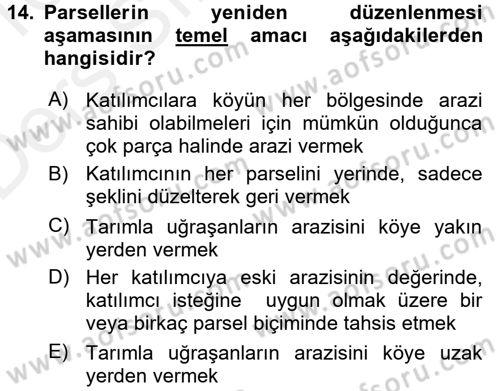 Bitki Su İlişkileri Dersi 2015 - 2016 Yılı Tek Ders Sınav Soruları 14. Soru