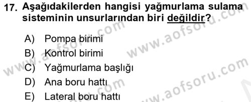 Bitki Su İlişkileri Dersi 2015 - 2016 Yılı Tek Ders Sınav Soruları 17. Soru