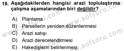 Bitki Su İlişkileri Dersi 2015 - 2016 Yılı Tek Ders Sınav Soruları 19. Soru