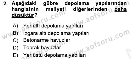 Bitki Su İlişkileri Dersi 2015 - 2016 Yılı Tek Ders Sınav Soruları 2. Soru