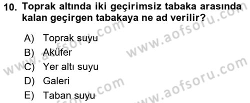 Bitki Su İlişkileri Dersi 2016 - 2017 Yılı 3 Ders Sınav Soruları 10. Soru