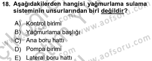 Bitki Su İlişkileri Dersi 2016 - 2017 Yılı 3 Ders Sınav Soruları 18. Soru