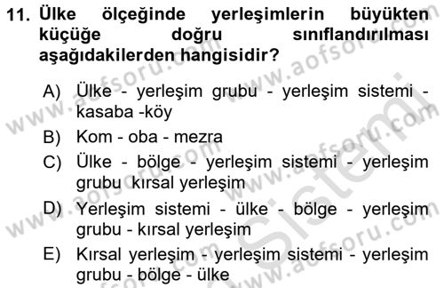 Bitki Su İlişkileri Dersi Ara Sınavı Deneme Sınav Soruları 11. Soru
