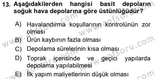 Bitki Su İlişkileri Dersi Ara Sınavı Deneme Sınav Soruları 13. Soru