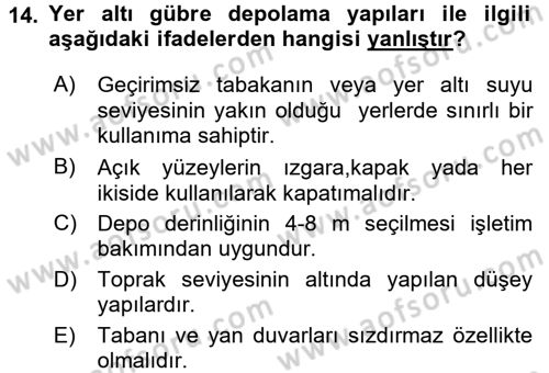 Bitki Su İlişkileri Dersi Ara Sınavı Deneme Sınav Soruları 14. Soru