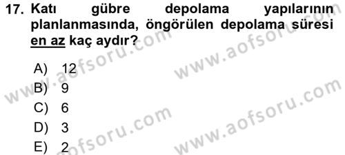 Bitki Su İlişkileri Dersi Ara Sınavı Deneme Sınav Soruları 17. Soru
