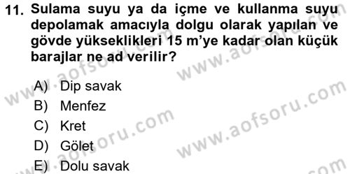 Bitki Su İlişkileri Dersi 2016 - 2017 Yılı (Final) Dönem Sonu Sınav Soruları 11. Soru