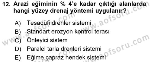 Bitki Su İlişkileri Dersi 2016 - 2017 Yılı (Final) Dönem Sonu Sınav Soruları 12. Soru