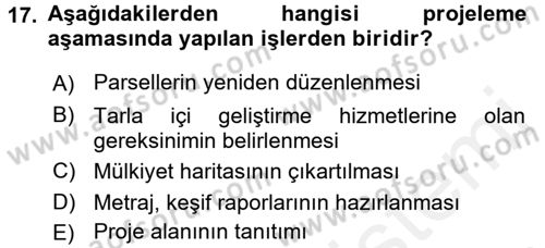Bitki Su İlişkileri Dersi 2016 - 2017 Yılı (Final) Dönem Sonu Sınav Soruları 17. Soru