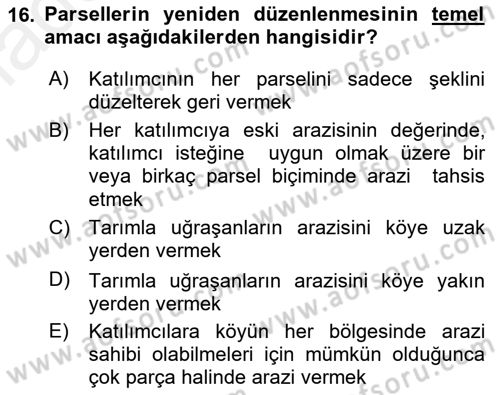 Bitki Su İlişkileri Dersi 2017 - 2018 Yılı 3 Ders Sınav Soruları 16. Soru