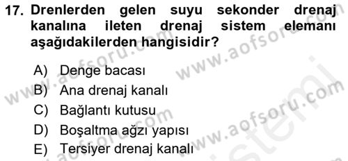 Bitki Su İlişkileri Dersi 2017 - 2018 Yılı 3 Ders Sınav Soruları 17. Soru