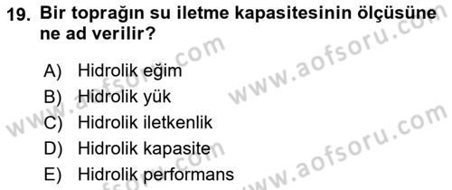 Bitki Su İlişkileri Dersi 2017 - 2018 Yılı 3 Ders Sınav Soruları 19. Soru