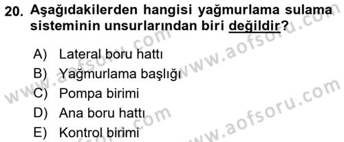Bitki Su İlişkileri Dersi 2017 - 2018 Yılı 3 Ders Sınav Soruları 20. Soru