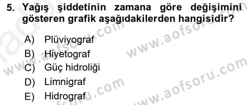 Bitki Su İlişkileri Dersi 2017 - 2018 Yılı 3 Ders Sınav Soruları 5. Soru