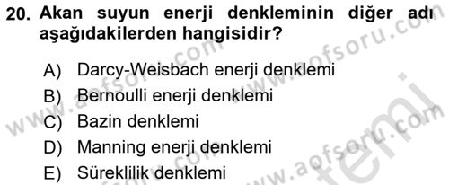 Bitki Su İlişkileri Dersi 2017 - 2018 Yılı (Vize) Ara Sınav Soruları 20. Soru