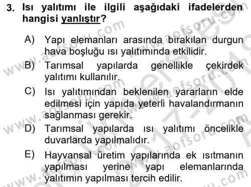 Bitki Su İlişkileri Dersi Ara Sınavı Deneme Sınav Soruları 3. Soru