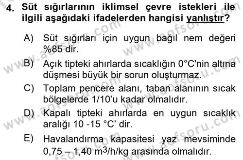 Bitki Su İlişkileri Dersi Ara Sınavı Deneme Sınav Soruları 4. Soru
