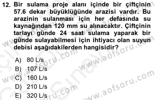 Bitki Su İlişkileri Dersi 2017 - 2018 Yılı (Final) Dönem Sonu Sınav Soruları 12. Soru