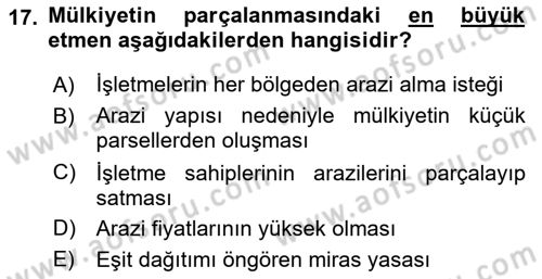 Bitki Su İlişkileri Dersi 2017 - 2018 Yılı (Final) Dönem Sonu Sınav Soruları 17. Soru
