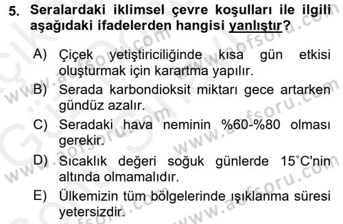 Bitki Su İlişkileri Dersi 2017 - 2018 Yılı (Final) Dönem Sonu Sınav Soruları 5. Soru