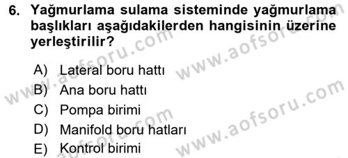 Bitki Su İlişkileri Dersi 2017 - 2018 Yılı (Final) Dönem Sonu Sınav Soruları 6. Soru