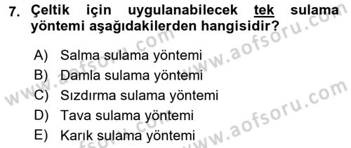 Bitki Su İlişkileri Dersi 2017 - 2018 Yılı (Final) Dönem Sonu Sınav Soruları 7. Soru