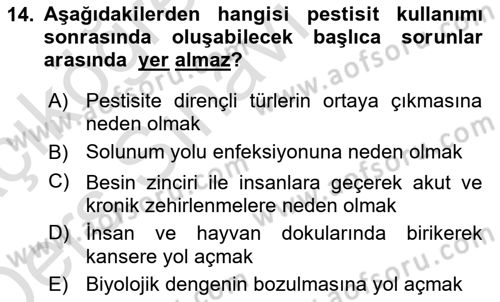 Bitki Su İlişkileri Dersi 2018 - 2019 Yılı 3 Ders Sınav Soruları 14. Soru